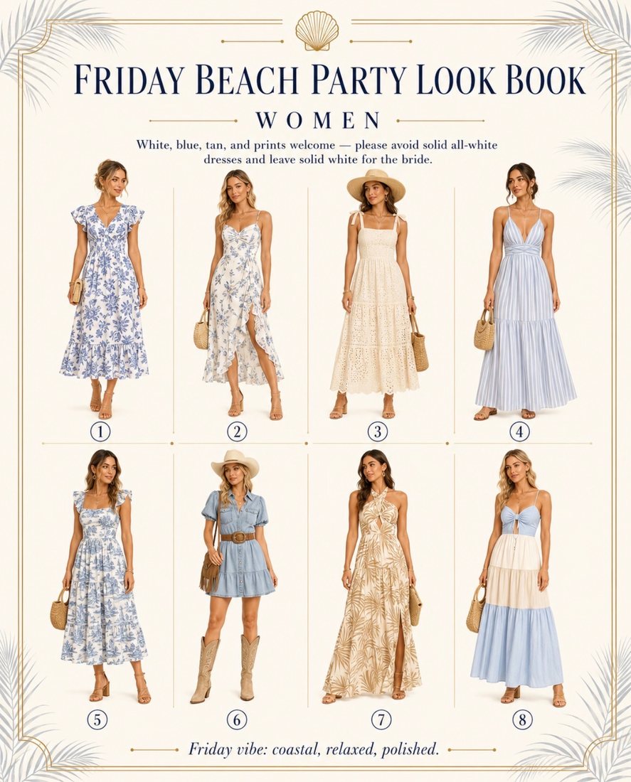 Friday beach party look book for women