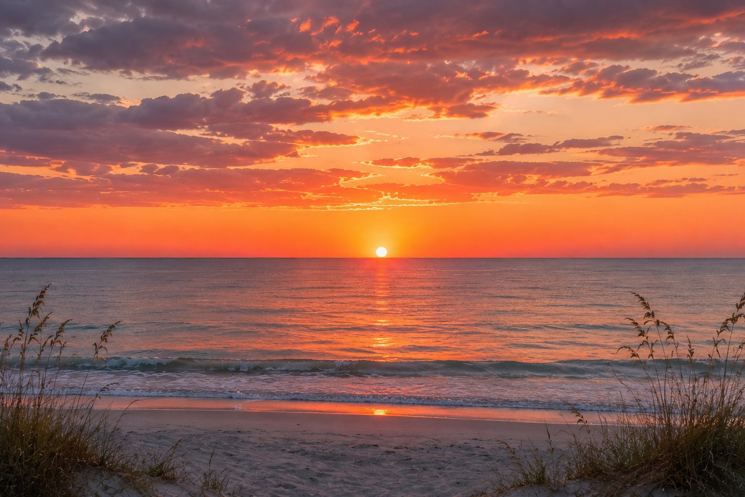 The sun setting into the Gulf